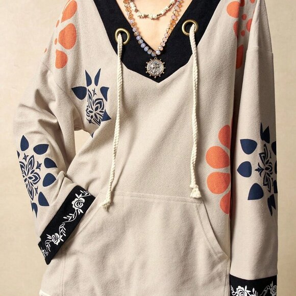 Apricot Boho Women's Casual Loose Printed Blouse For - Picture 3 of 7